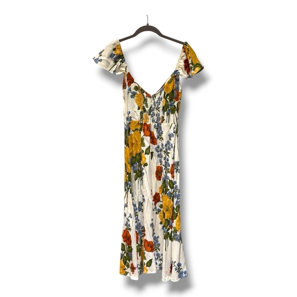 Reformation Baxley Midi Formosa Floral Cottagecore A-Line Slit Cap Sleeve Size 6 - Picture 3 of 9